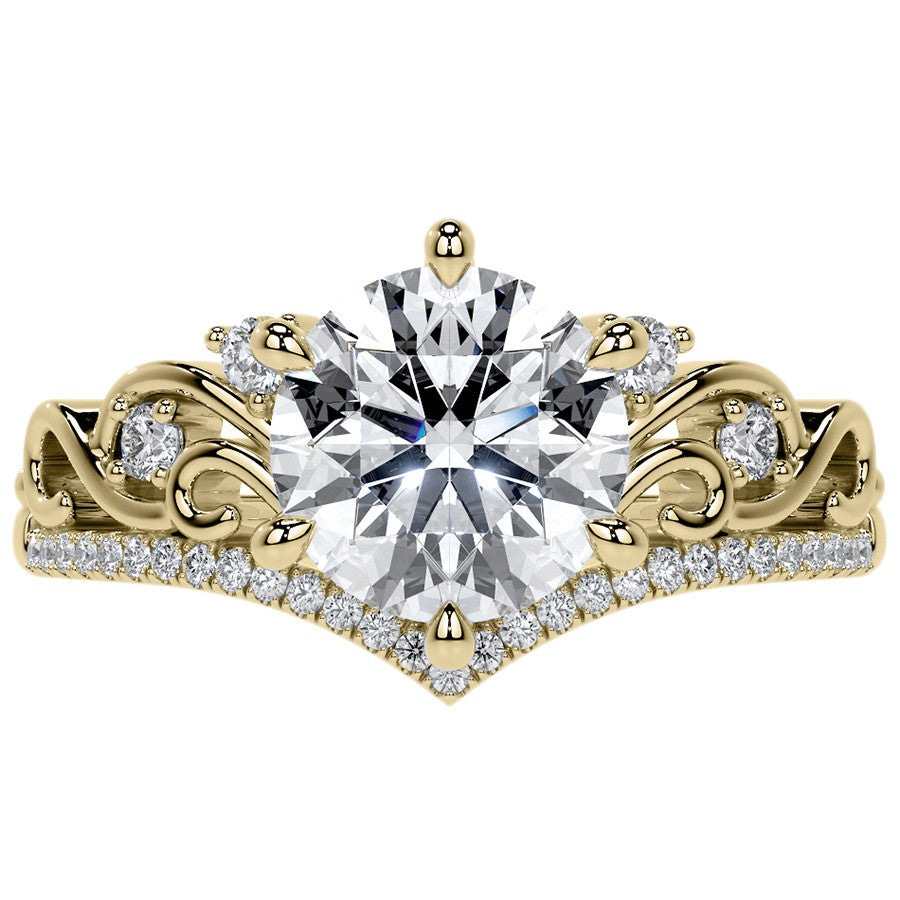 6-Prong Round Chevron Style Moissanite Engagement Ring