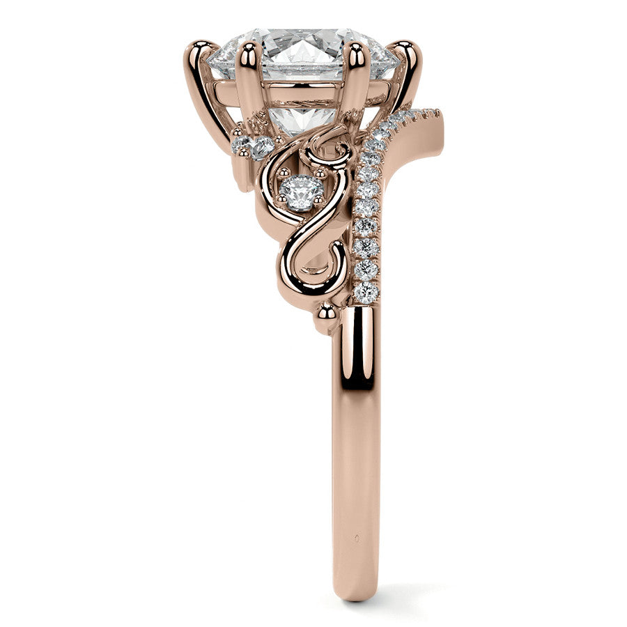 6-Prong Round Chevron Style Moissanite Engagement Ring