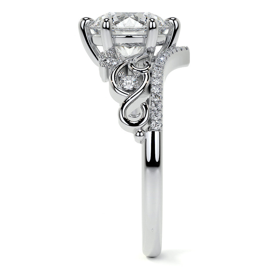 6-Prong Round Chevron Style Moissanite Engagement Ring