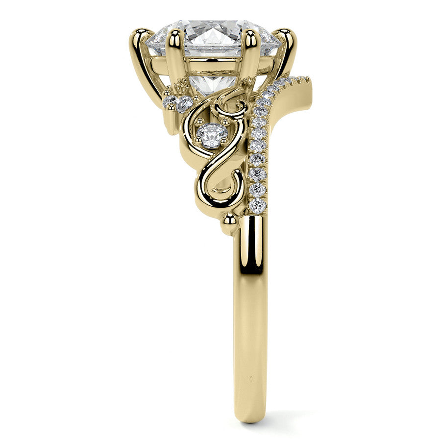 6-Prong Round Chevron Style Moissanite Engagement Ring