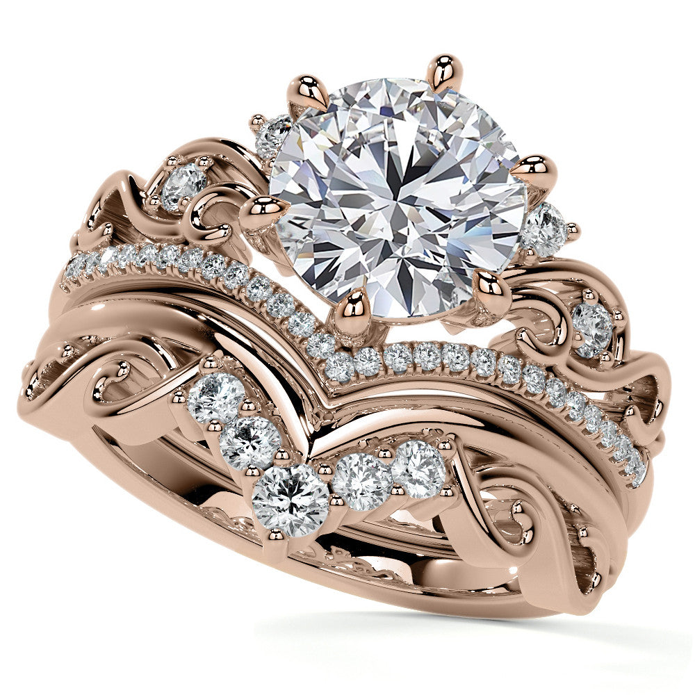 6-Prong Round Chevron Style Moissanite Engagement Ring