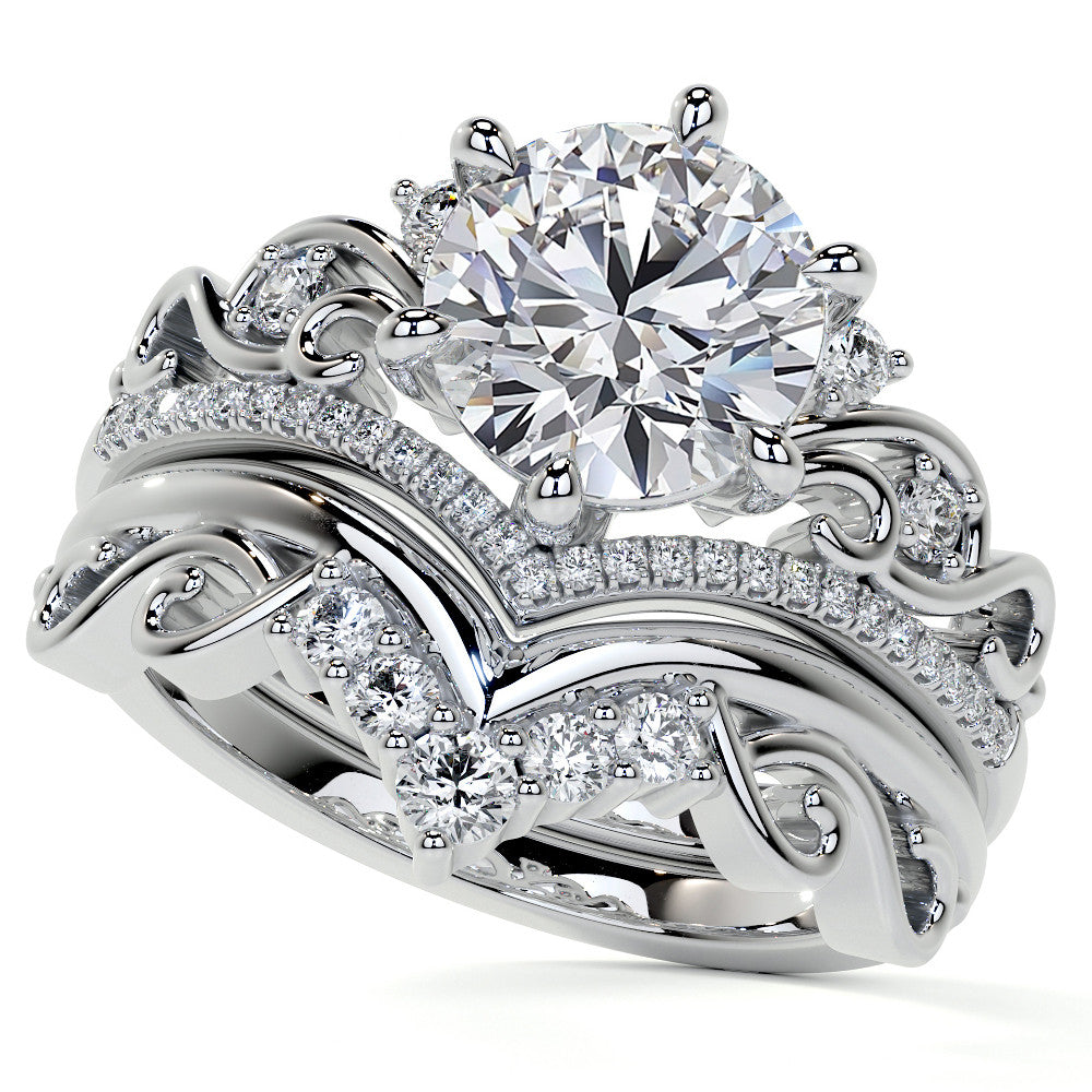 6-Prong Round Chevron Style Moissanite Engagement Ring