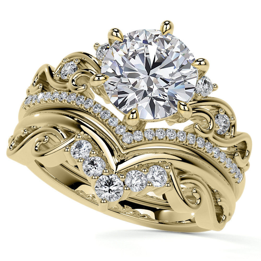 6-Prong Round Chevron Style Moissanite Engagement Ring