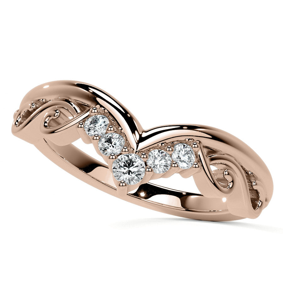 6-Prong Round Chevron Style Moissanite Engagement Ring