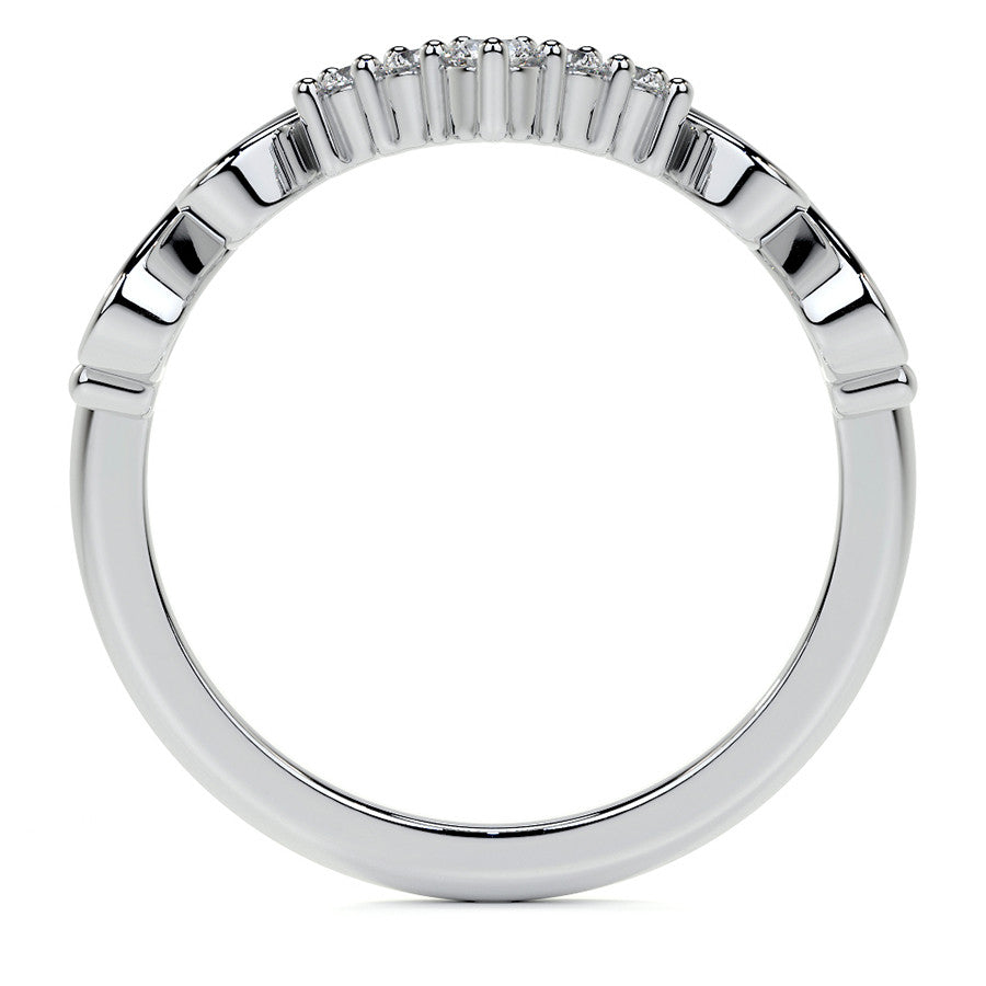 6-Prong Round Chevron Style Moissanite Engagement Ring