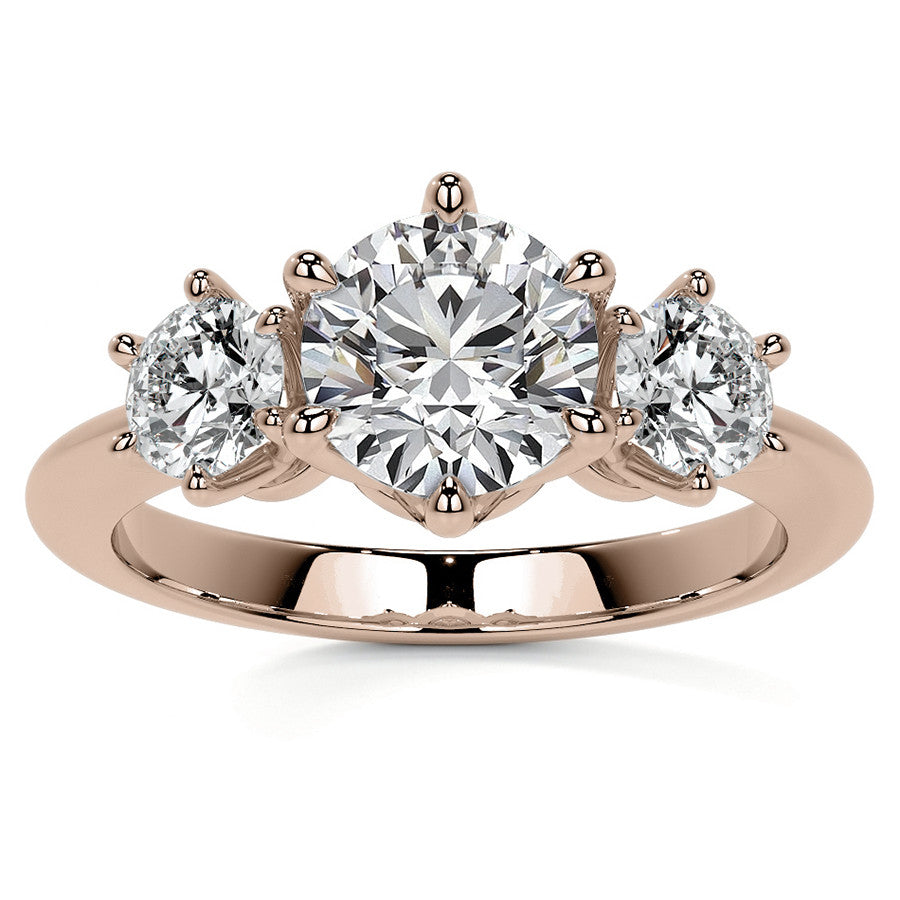 Round 3-Stone Moissanite Ring