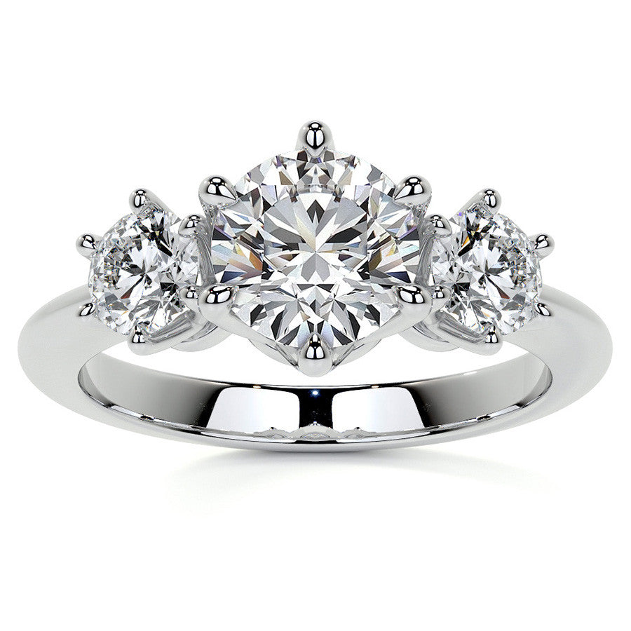 Round 3-Stone Moissanite Ring