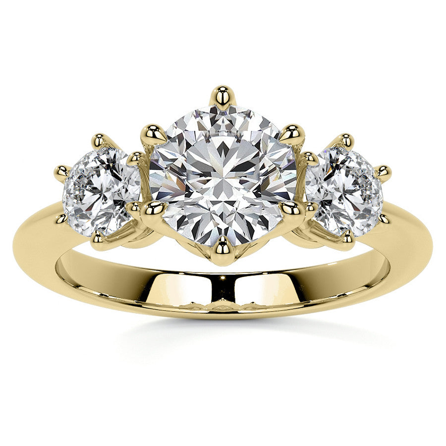 Round 3-Stone Moissanite Ring