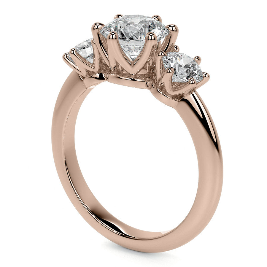 Round 3-Stone Moissanite Ring