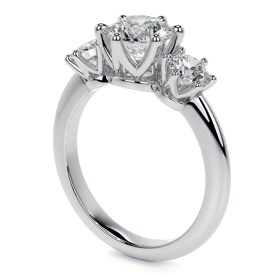Round 3-Stone Moissanite Ring