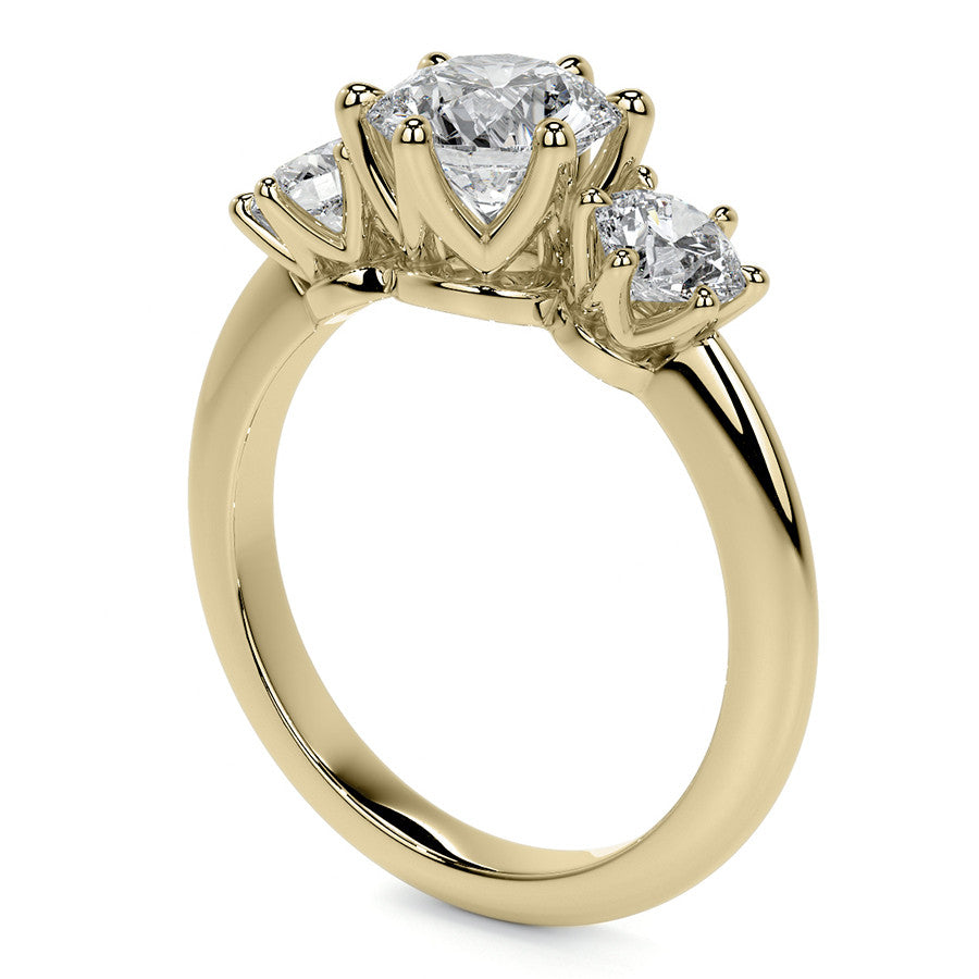 Round 3-Stone Moissanite Ring