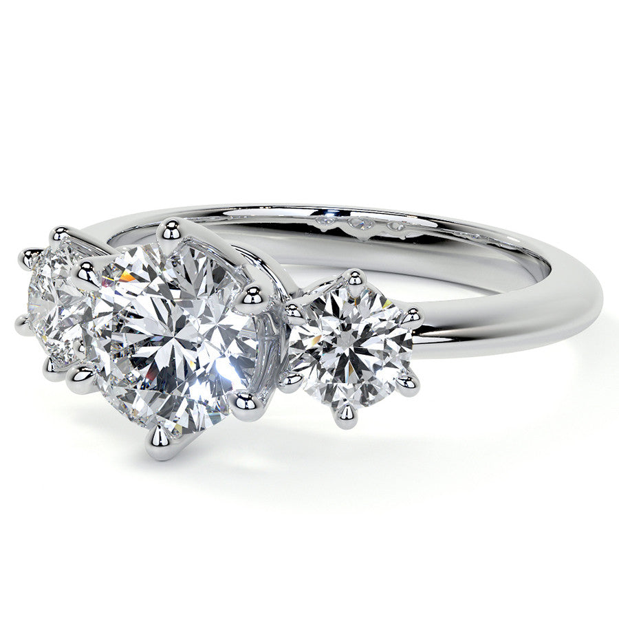 Round 3-Stone Moissanite Ring