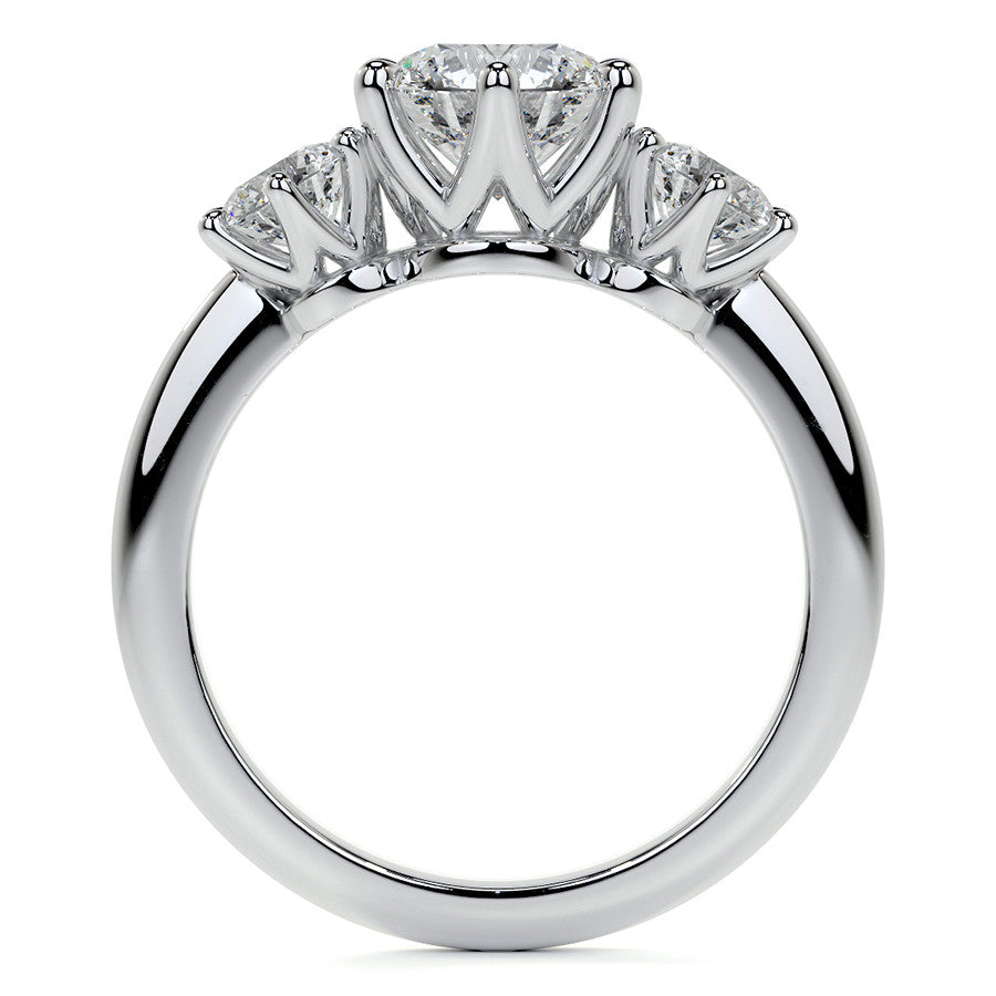 Round 3-Stone Moissanite Ring