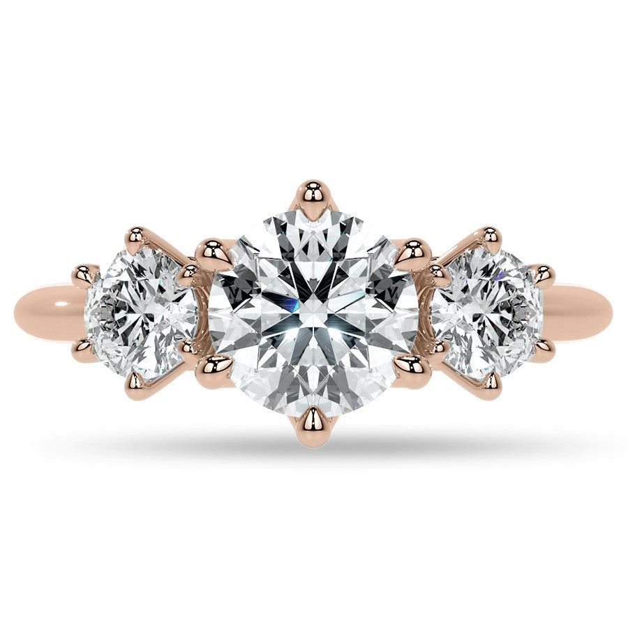 Round 3-Stone Moissanite Ring