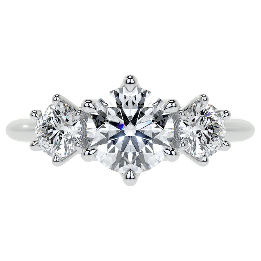 Round 3-Stone Moissanite Ring