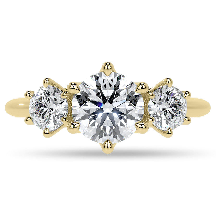 Round 3-Stone Moissanite Ring