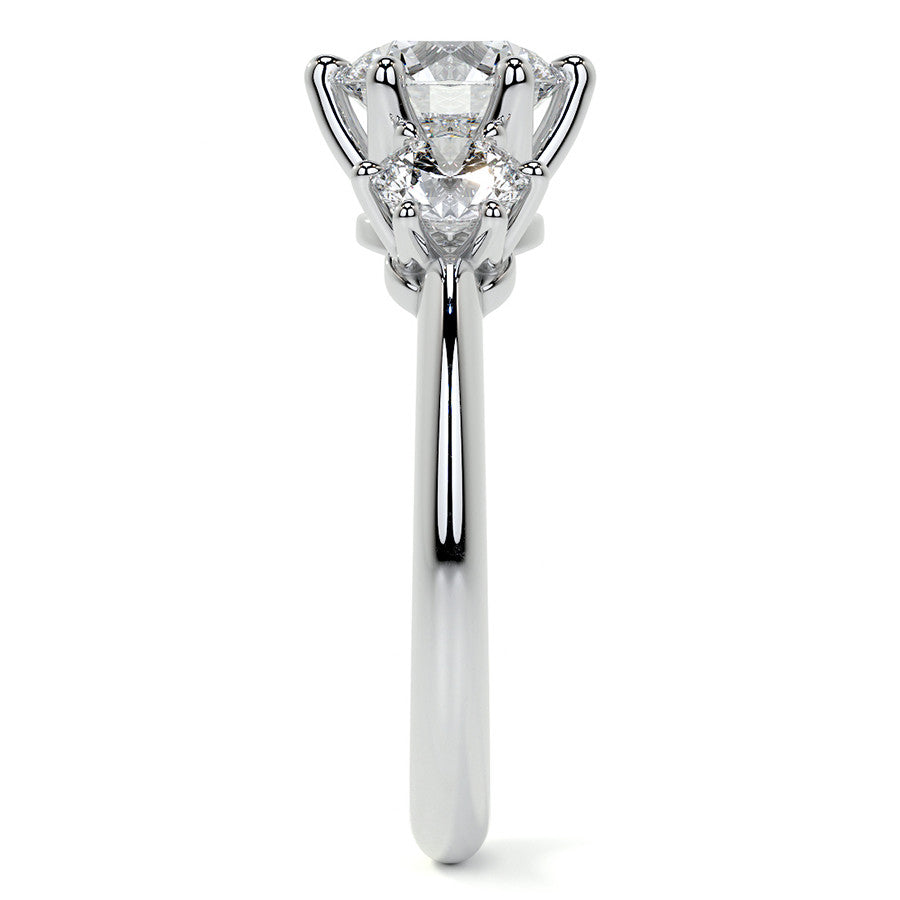 Round 3-Stone Moissanite Ring