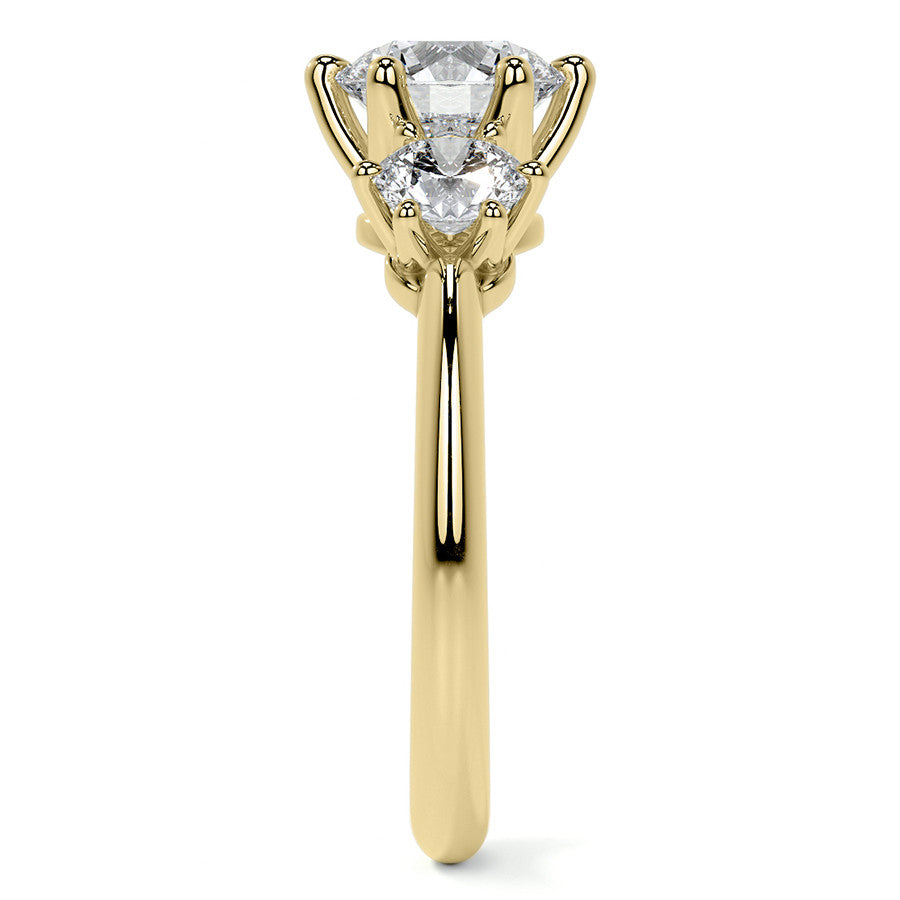 Round 3-Stone Moissanite Ring