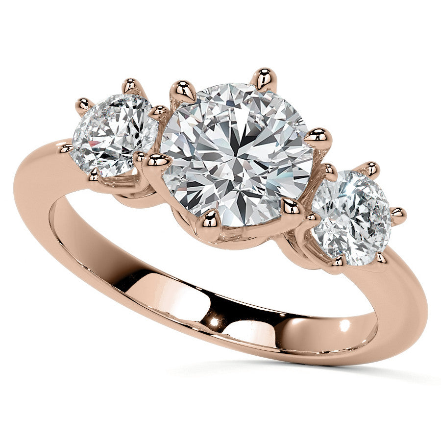 Round 3-Stone Moissanite Ring