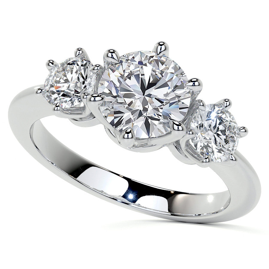 Round 3-Stone Moissanite Ring