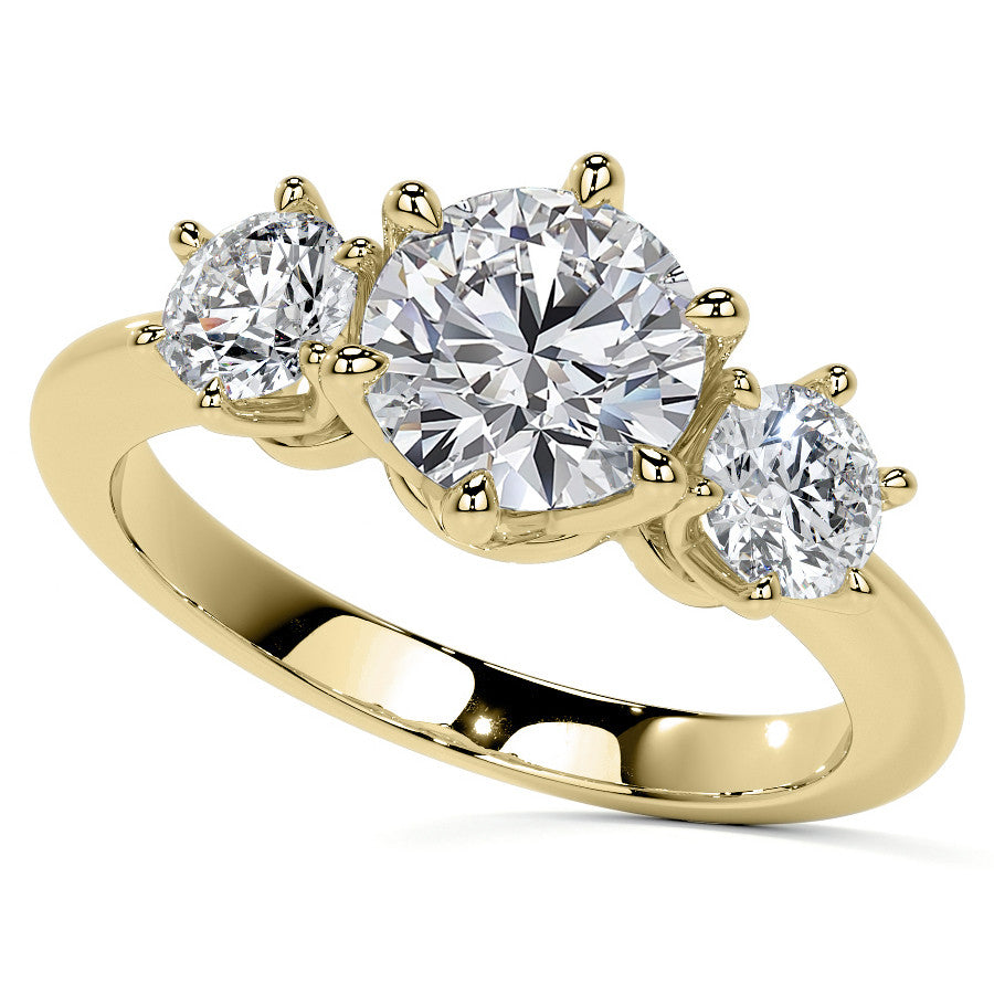 Round 3-Stone Moissanite Ring
