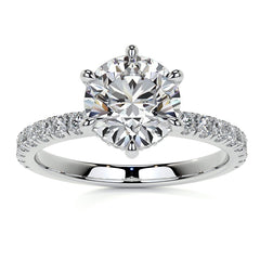 6-Prong Round U-Prong Moissanite Engagement Ring with Hidden Hal