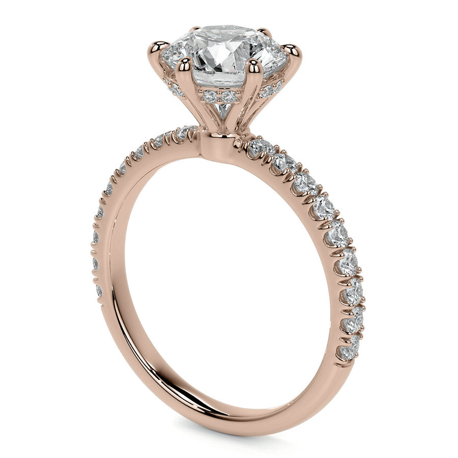6-Prong Round U-Prong Moissanite Engagement Ring with Hidden Hal