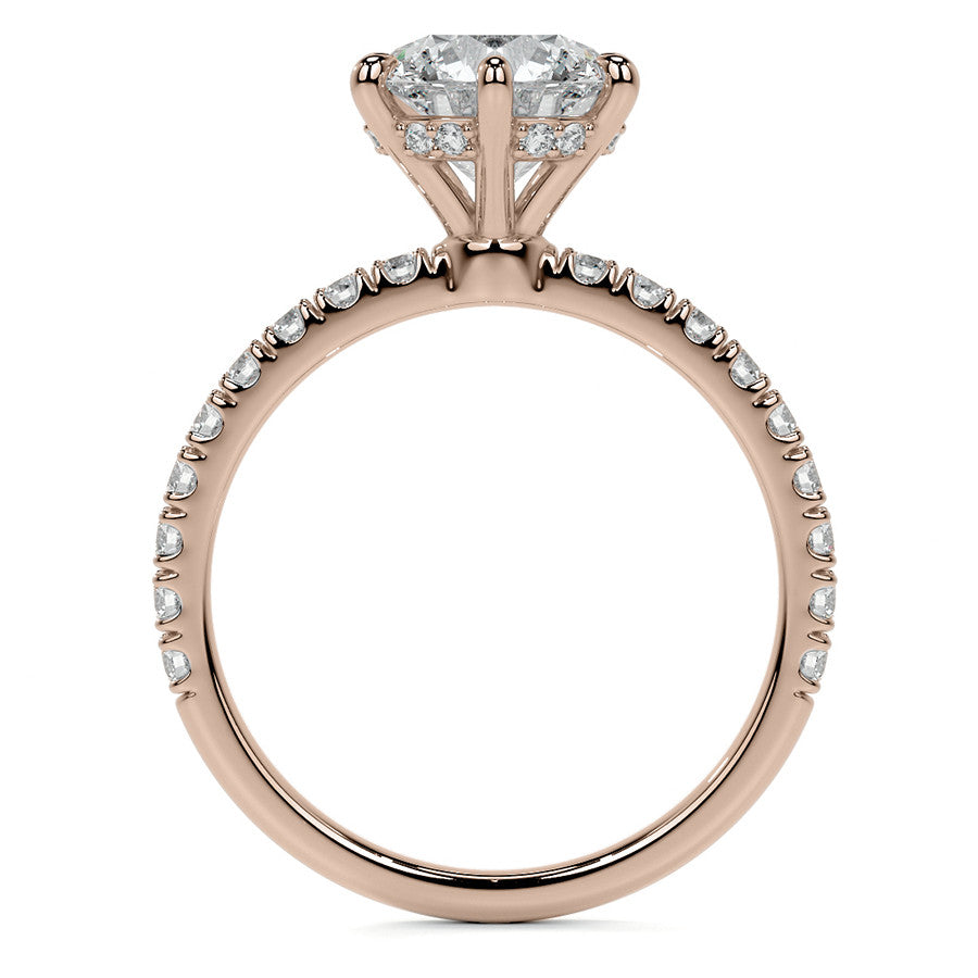 6-Prong Round U-Prong Moissanite Engagement Ring with Hidden Hal
