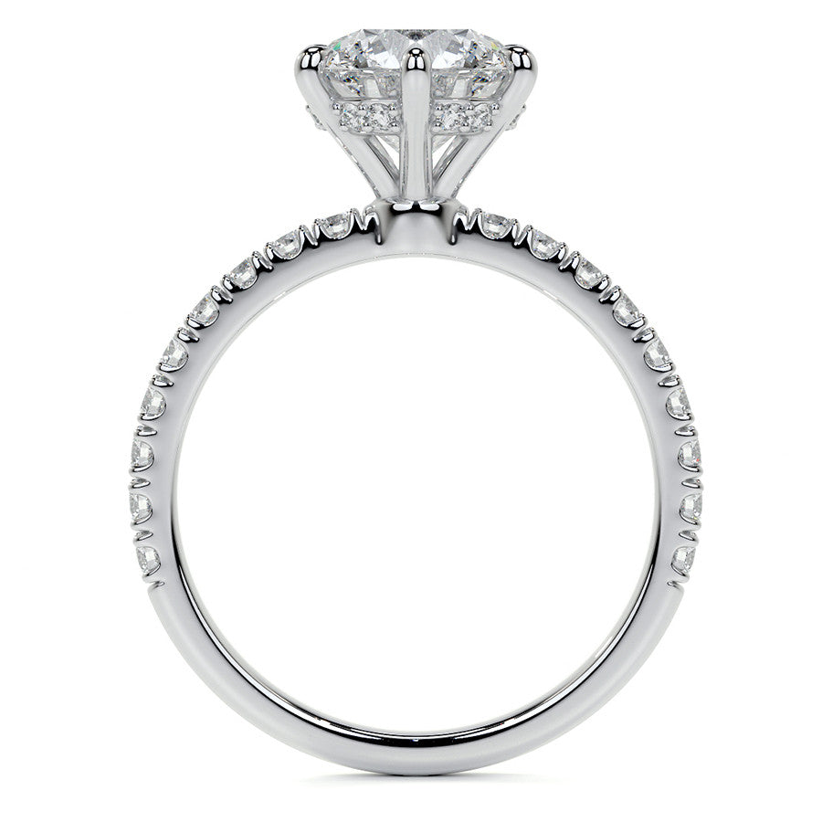 6-Prong Round U-Prong Moissanite Engagement Ring with Hidden Hal