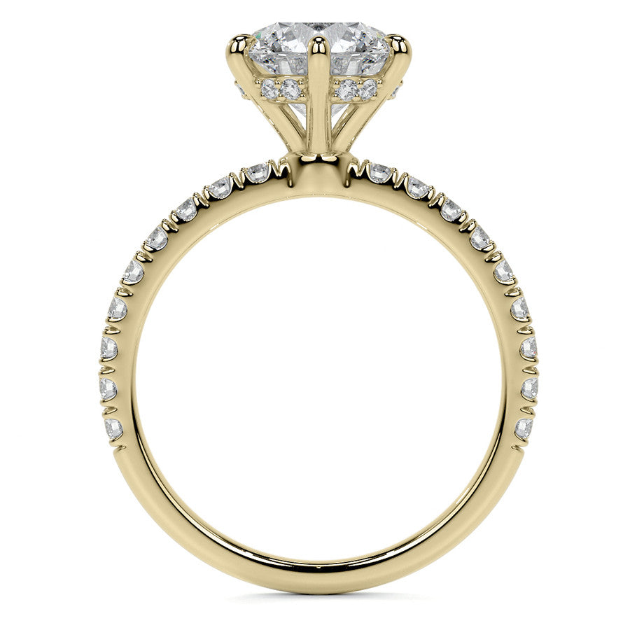 6-Prong Round U-Prong Moissanite Engagement Ring with Hidden Hal