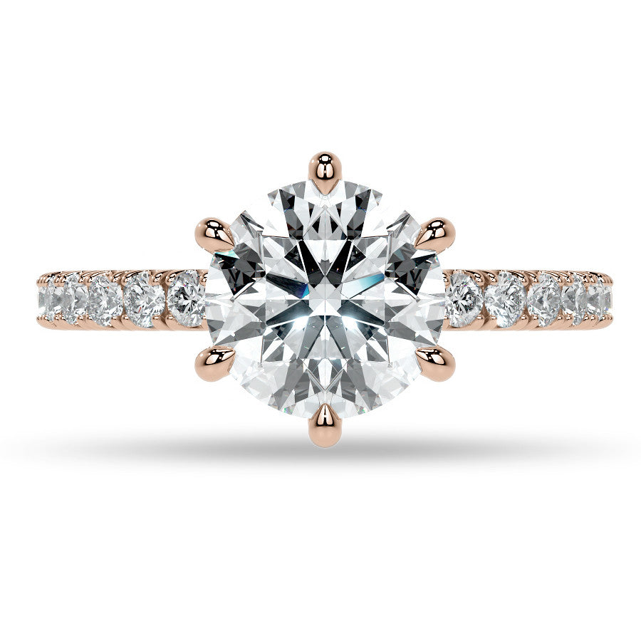 6-Prong Round U-Prong Moissanite Engagement Ring with Hidden Hal