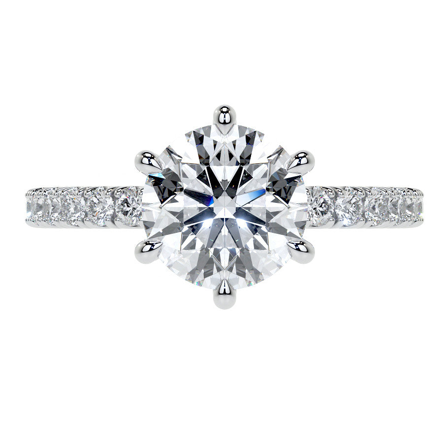6-Prong Round U-Prong Moissanite Engagement Ring with Hidden Hal