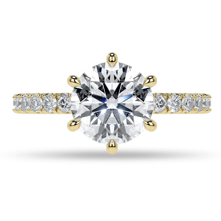 6-Prong Round U-Prong Moissanite Engagement Ring with Hidden Hal