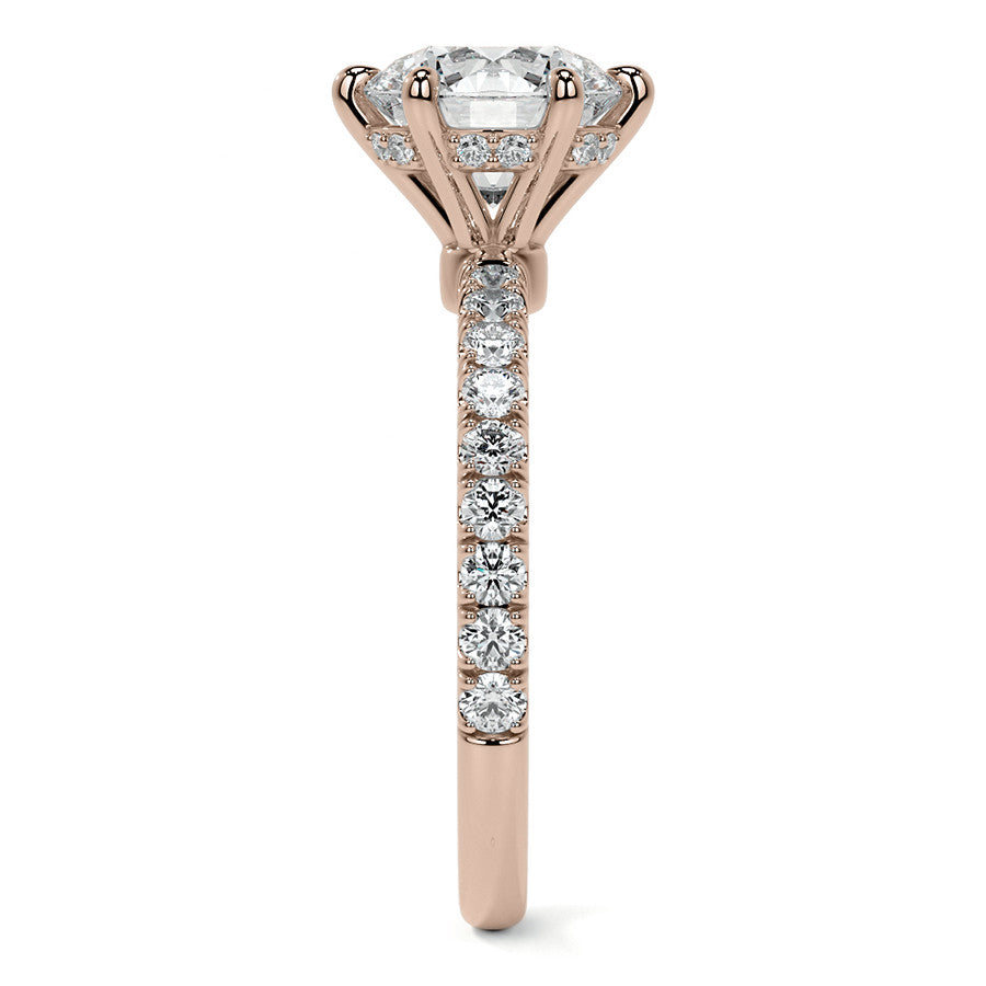 6-Prong Round U-Prong Moissanite Engagement Ring with Hidden Hal