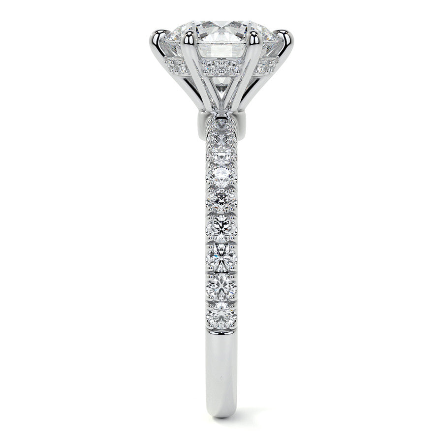 6-Prong Round U-Prong Moissanite Engagement Ring with Hidden Hal