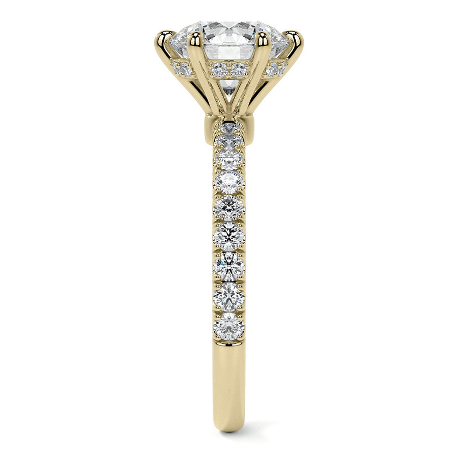 6-Prong Round U-Prong Moissanite Engagement Ring with Hidden Hal