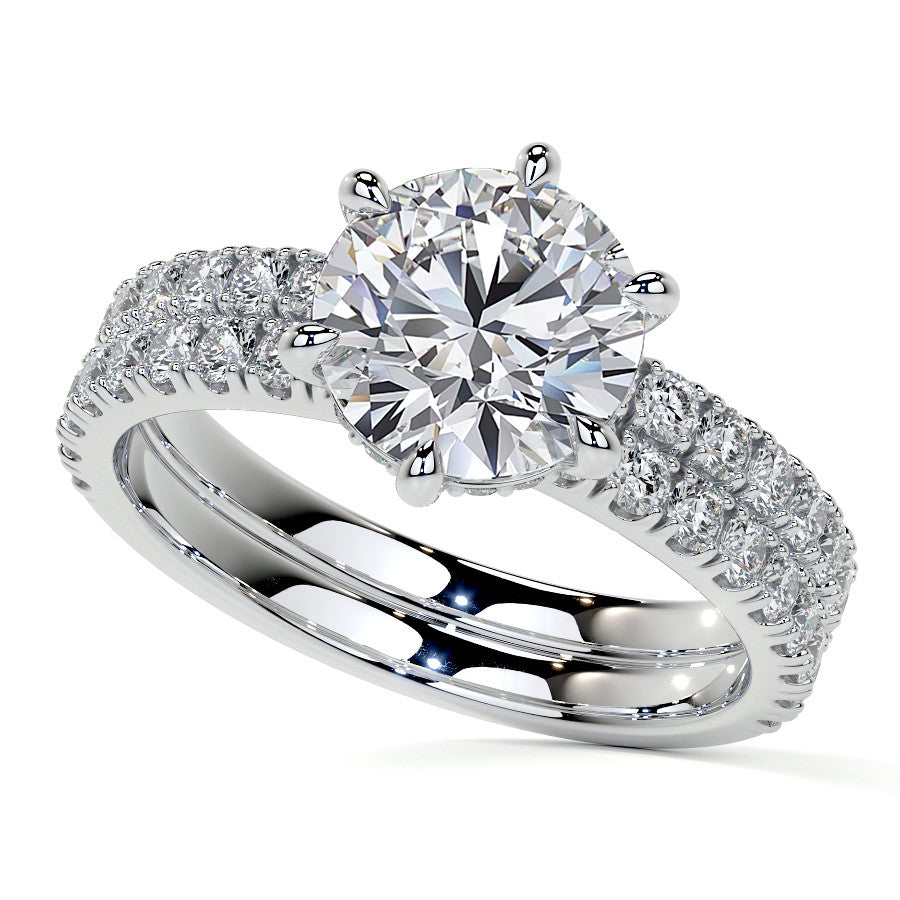 6-Prong Round U-Prong Moissanite Engagement Ring with Hidden Hal