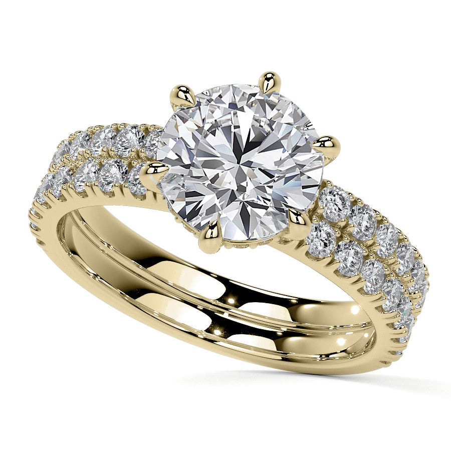 6-Prong Round U-Prong Moissanite Engagement Ring with Hidden Hal
