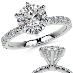 6-Prong Round U-Prong Moissanite Engagement Ring with Hidden Hal