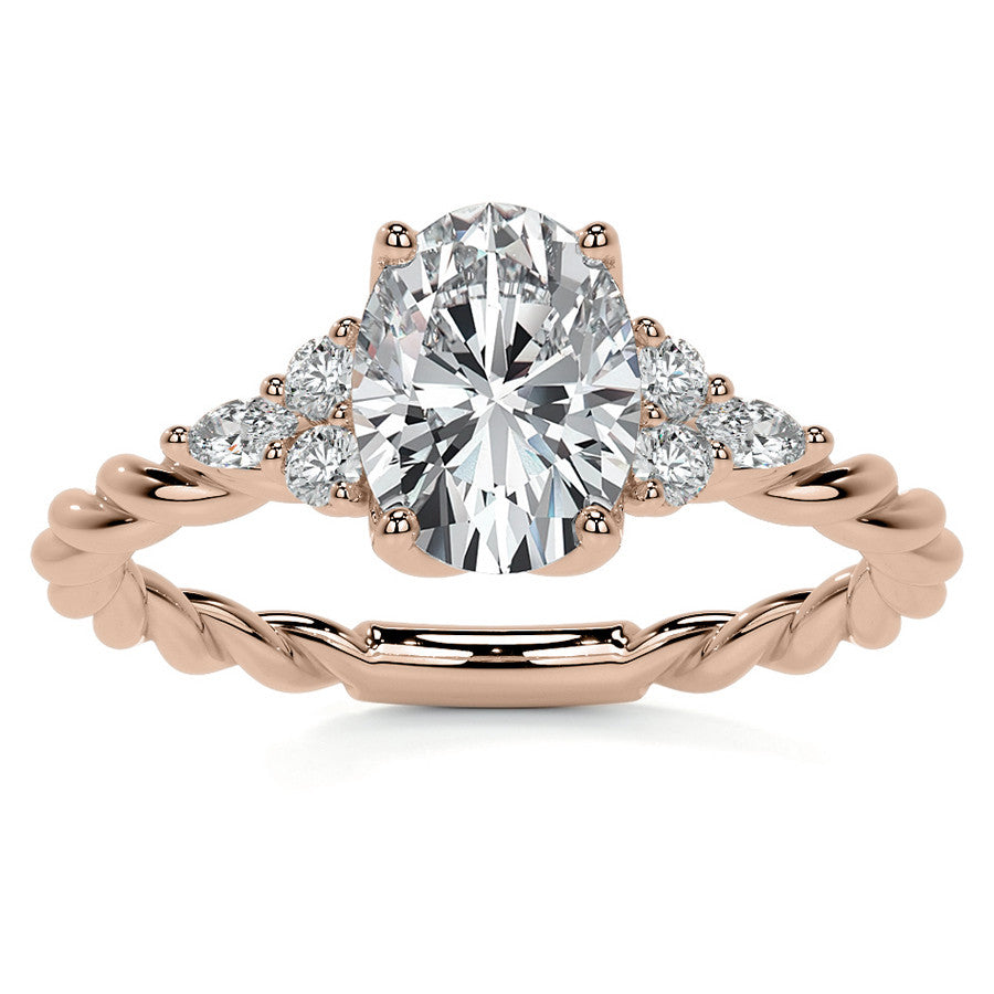 Twisted Trellis Oval Moissanite Engagement Ring