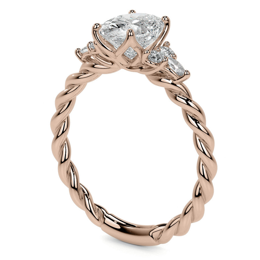 Twisted Trellis Oval Moissanite Engagement Ring