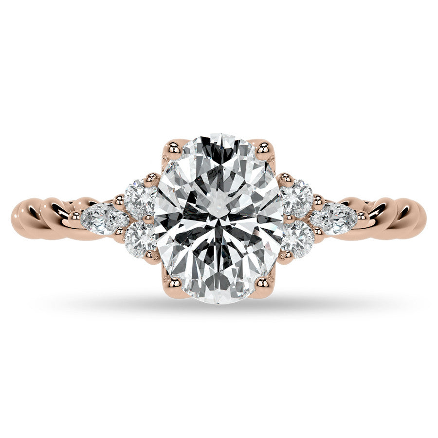 Twisted Trellis Oval Moissanite Engagement Ring