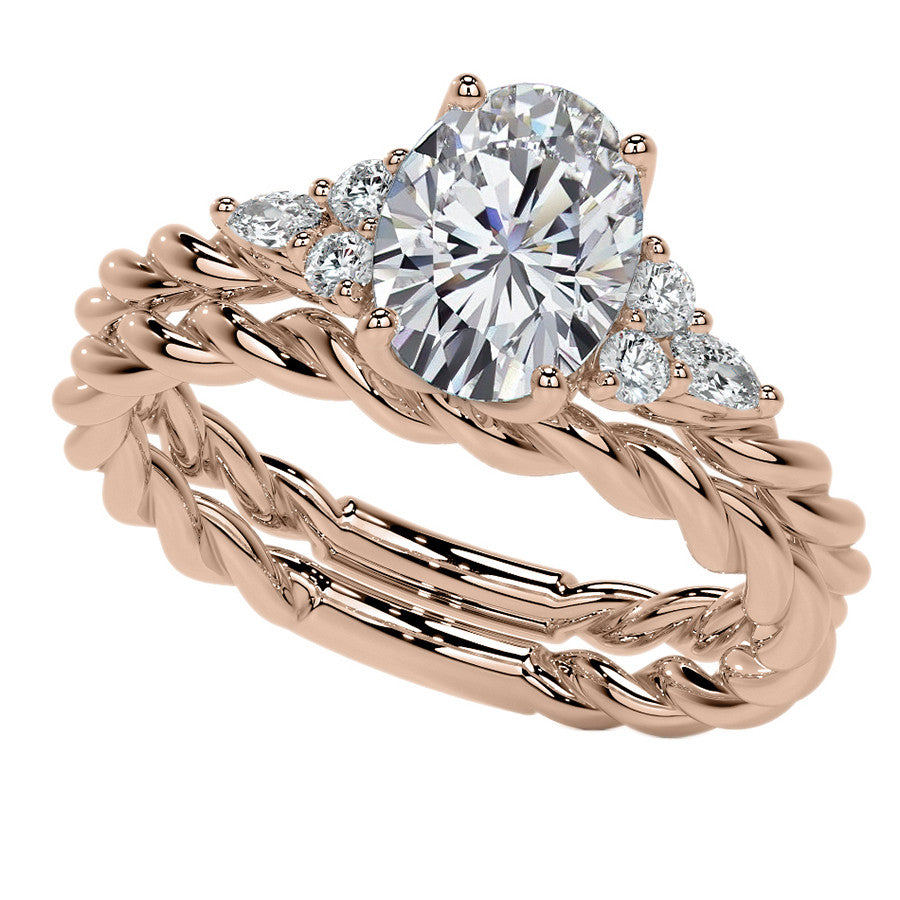 Twisted Trellis Oval Moissanite Engagement Ring