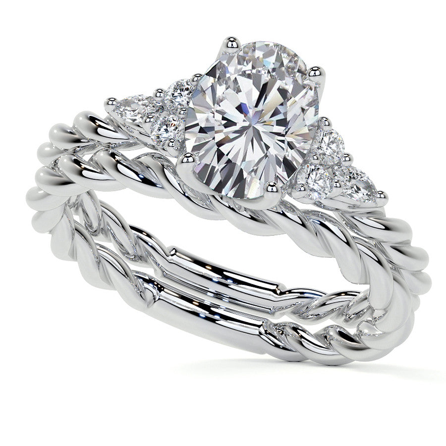 Twisted Trellis Oval Moissanite Engagement Ring