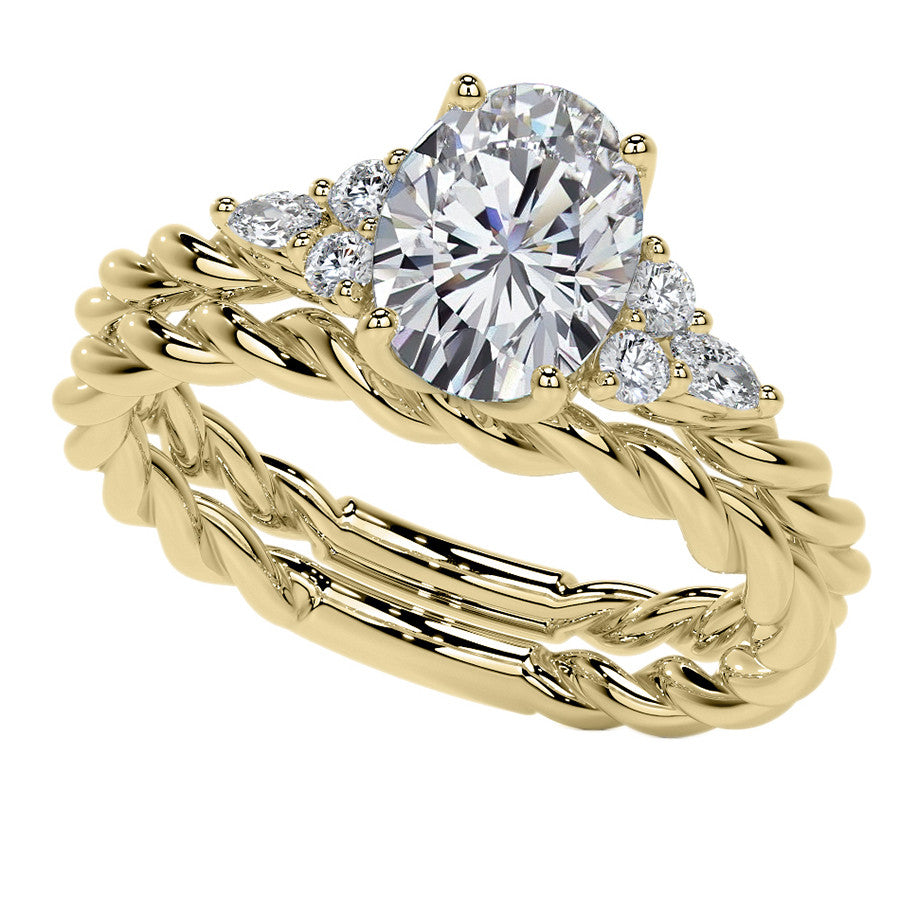 Twisted Trellis Oval Moissanite Engagement Ring
