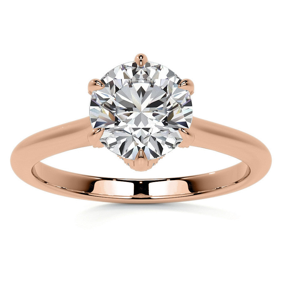 6-Prong Accented Moissanite Solitaire Engagement Ring