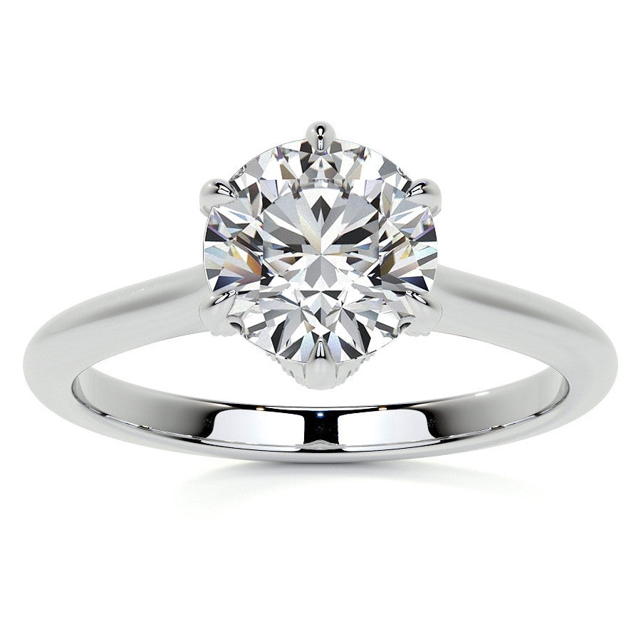 6-Prong Accented Moissanite Solitaire Engagement Ring