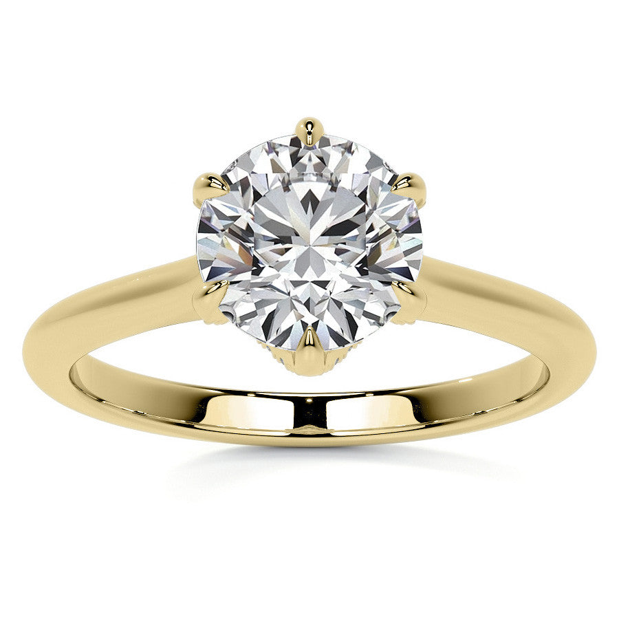 6-Prong Accented Moissanite Solitaire Engagement Ring