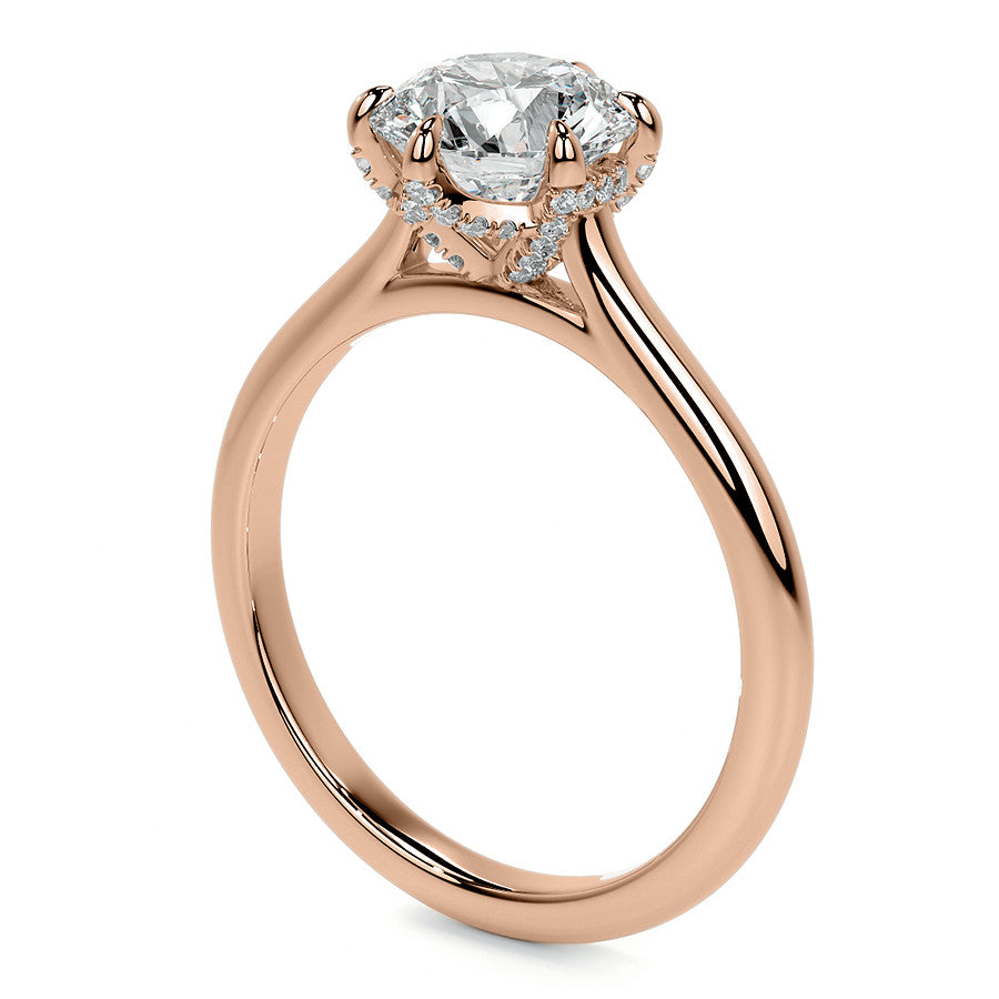 6-Prong Accented Moissanite Solitaire Engagement Ring