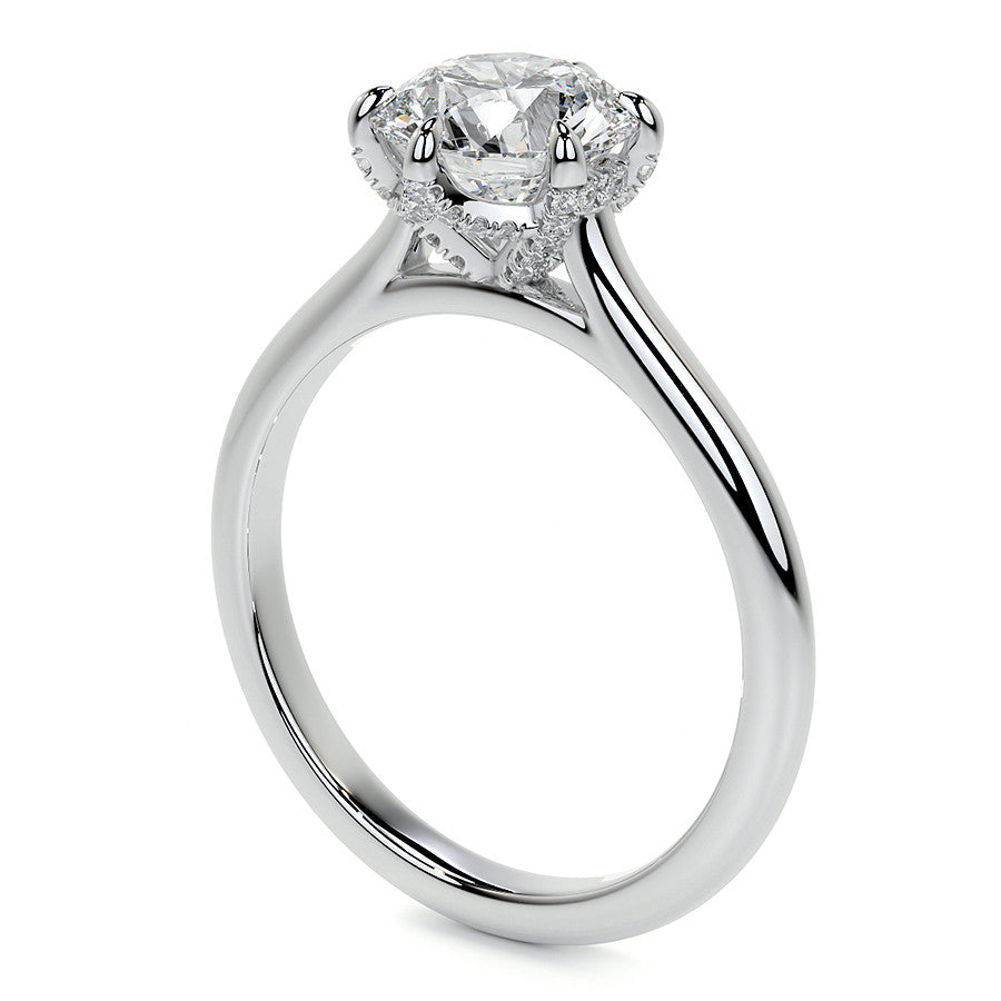 6-Prong Accented Moissanite Solitaire Engagement Ring